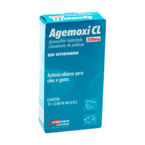 Antimicrobiano Agemoxi CL 250mg Cães e Gatos 10 comprimidos