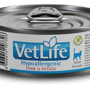 Ração Úmida P Gato Hypoallergenic Vet Life Pork e Potato 85g